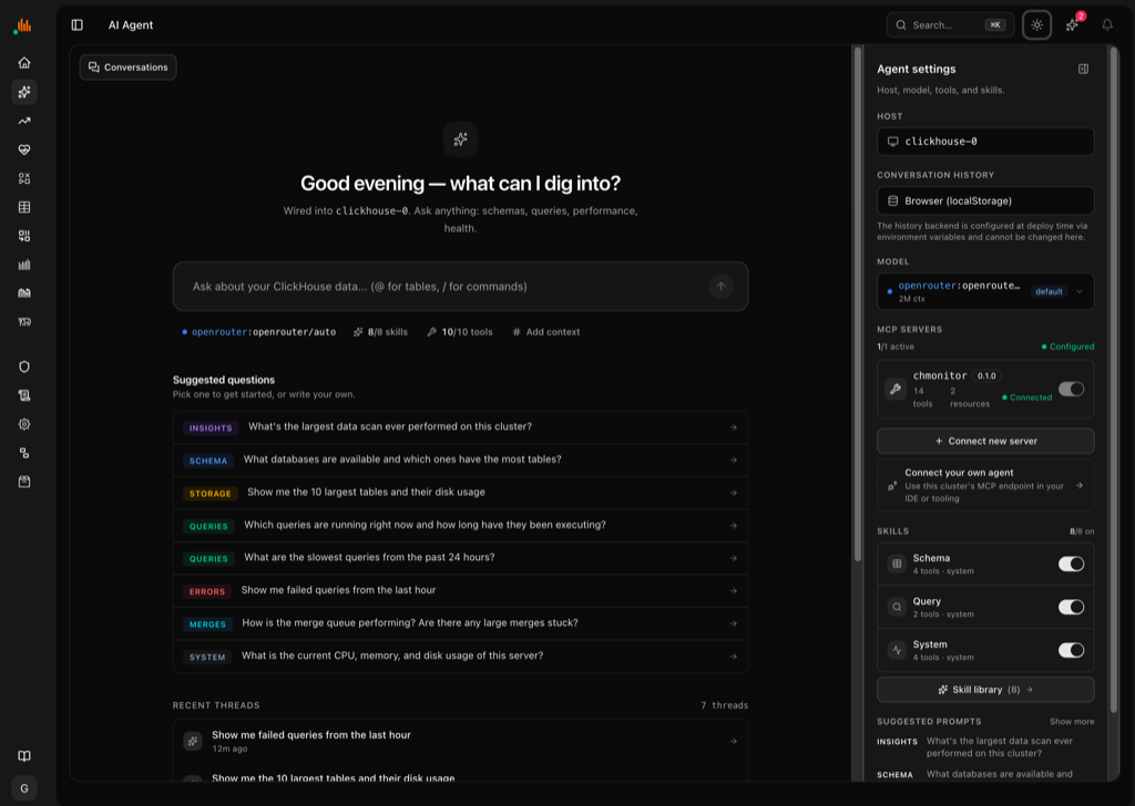 AI agent answering a Postgres monitoring question