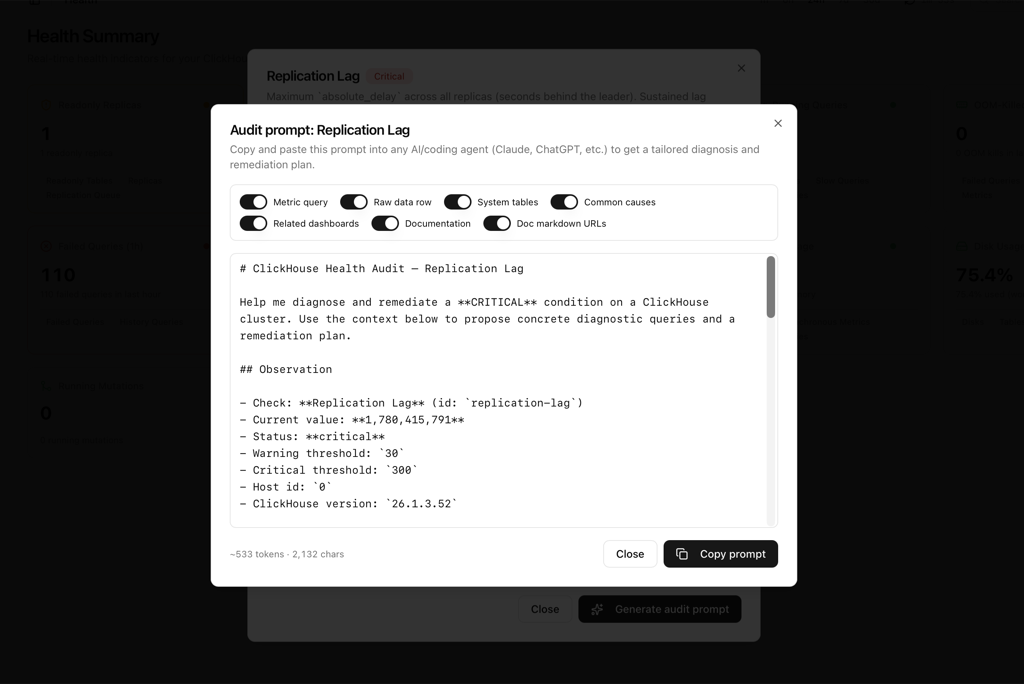 AI audit of a failing health check