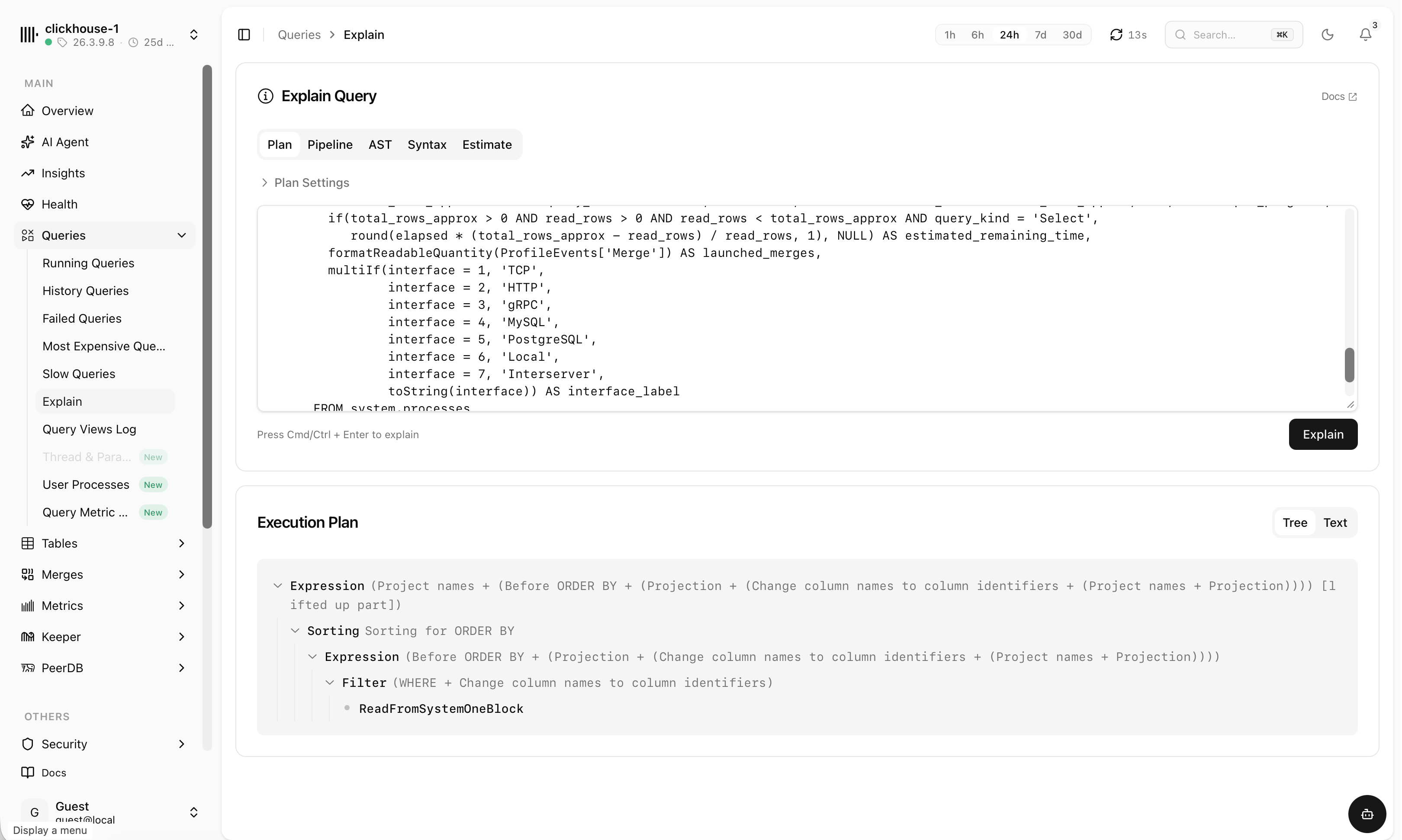 chmonitor explain query
